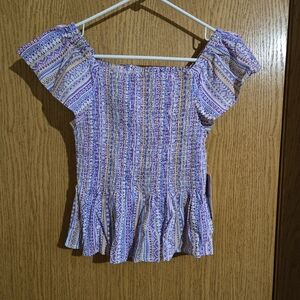 NWT Japna Girl Smock Short Sleeve Multi Color Top size 12